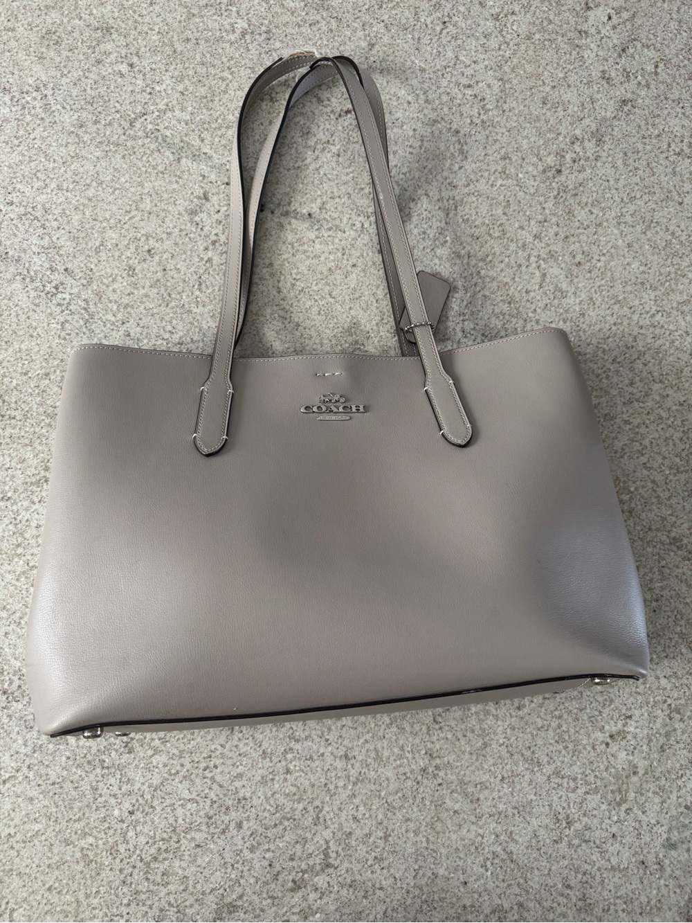 Coach Taupe Leather Double-Handle Tote - Picture 1 of 8